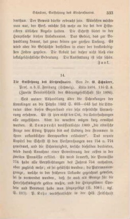 333-336 [Rezension] Schnürer, Gustav, Die Entstehung des Kirchenstaates