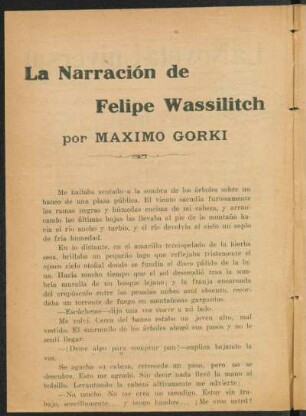 La narración de Felipe Wassilitch
