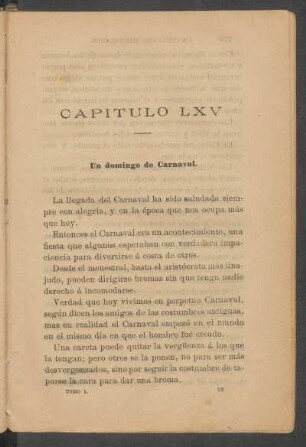 Capítulo LXV - Un domingo de Carnaval.