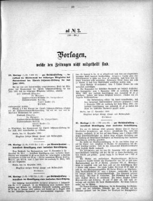Anlage: ad No.2 (28-38), Vorlagen, welche den Zeitungen nicht mitgeteilt sind