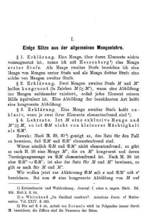 I. Einige Sätze aus der allgemeinen Mengenlehre.