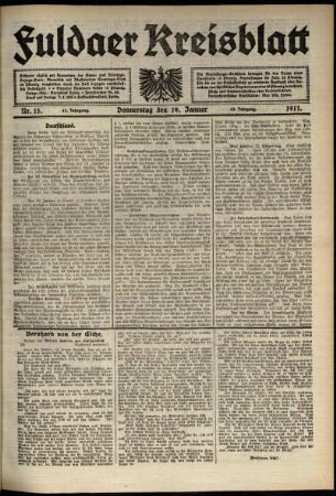 Ausgabe vom Donnerstag, den 19. Januar 1911.