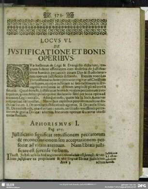 Locus VI. De Iustificatione Et Bonis Operibus