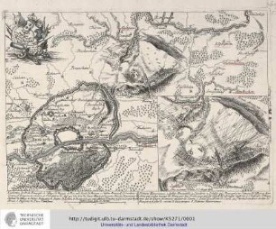 Battaille [Bataille] de Bergen près de Francfort gagnée par S. E. le Duc de Broglie sur S. A. le Pr. Ferdinand le 13 Avril 1759. Des. et gravée par J. C. Back. Frft. Mit franz. Explication. o.O.u.J. [um 1759]