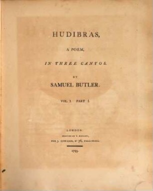 Hudibras : a poem, in three cantos. 1,1