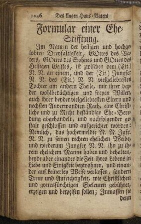 Formular einer Ehe-Stifftung