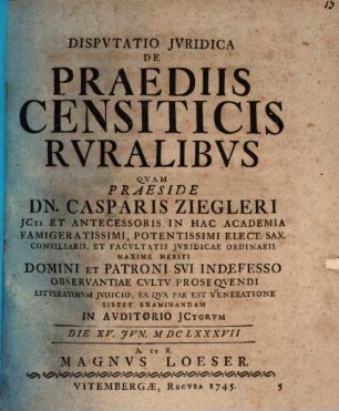 Disp. iur. de praediis censiticis ruralibus