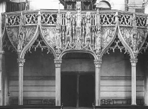 Köln, St. Pantaleon, ehem. Lettner (zur Orgelempore umgebaut) nach Wiederherstellung Lettner und Orgel wieder im Ostteil der Kirche