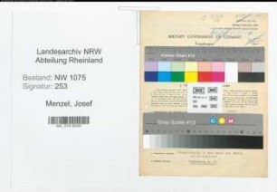 Entnazifizierung Josef Menzel , geb. 06.05.1902 (Lehrer)
