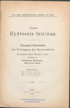 Ueber Hydrocele feminae