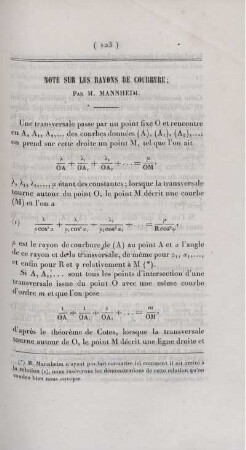 Note sur les rayons de courbure.
