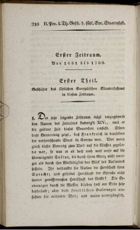 Erster Zeitraum. Von 1661 bis 1700
