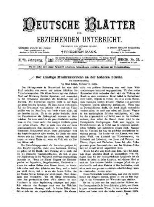 Der künftige Musikunterricht an der höheren Schule : Ein Reformvorschlag