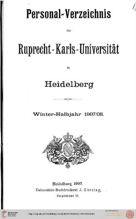 Wintersemester 1907/1908