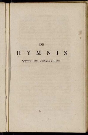 De Hymnis Veterum Graecorum.