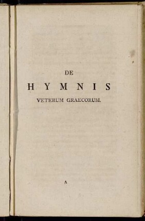 De Hymnis Veterum Graecorum.