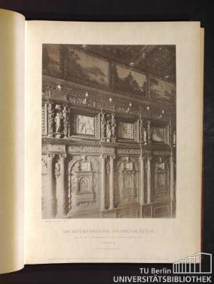 Architektonische Studienblätter. Serie III, No. 10. Fredenhagen'sches Zimmer im Haus der Kaufmannschaft. Lübeck.