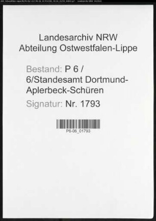 Sterberegister Standesamt Dortmund-Aplerbeck-Schüren XXV)