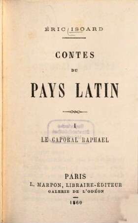 Contes du pays latin, 1
