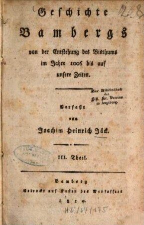 Geschichte Bambergs von der Entstehung des Bisthums im Jahre 1006 bis auf unsere Zeiten. 3