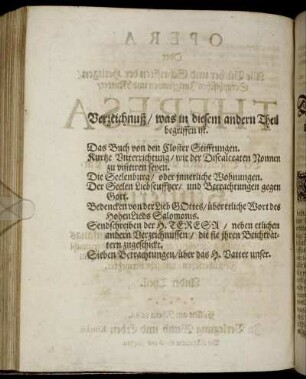 Verzeichnuß, was in diesem andern Theil begriffen ist.