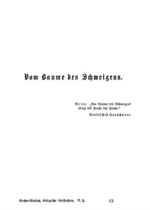 Vom Baume des Schweigens.