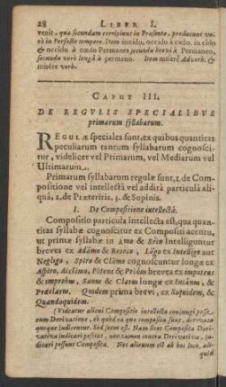 Caput III. De Regulis Specialibus primarum syllabarum
