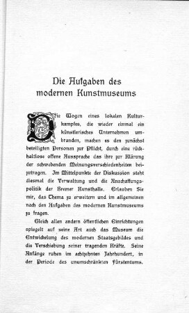 Die Aufgaben des modernen Kunstmuseums.