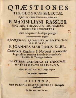 Quaestiones Theologicae Selectae