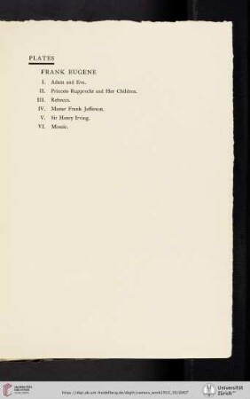 Frank Eugene [list of plates]