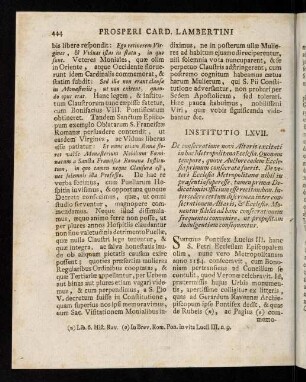 444-466, Institutio LXVII. - LXXI.