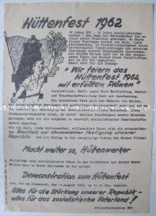 Hektografiertes Propagandaflugblatt aus dem EKO zur Planerfüllung