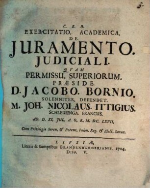 Exercitatio acad. de iuramento iudiciali