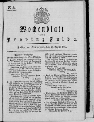 Nr. 34, Ausgabe vom 23. August 1834