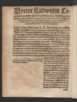 Doctor Ludwigen Camerarii gewester ChurPfaltz Geheimen Raths und Gesandtens auf den Churfürstentag zu Fulda Relation: [...]