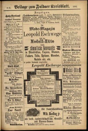 Zweite Ausgabe vom Donnerstag, den 23. März 1893.
