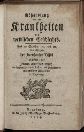 Abhandlung von den Krankheiten des weiblichen Geschlechts