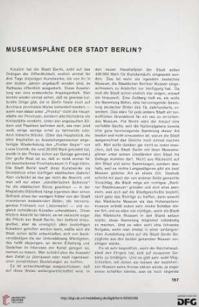 4: Museumspläne der Stadt Berlin?