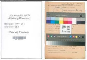 Entnazifizierung Elisabeth Debbelt , geb. 05.01.1894 (Lehrerin)