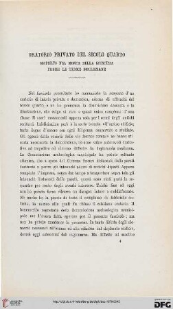 3.Ser.1.1876: Oratorio privato del secolo quarto, scoperto nel Monte della Giustizia presso le terme Diocleziane