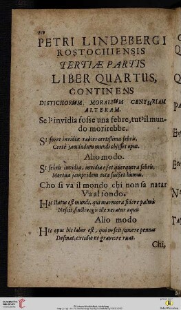 Liber quartus, continens distichorum moralium centuriam alteram