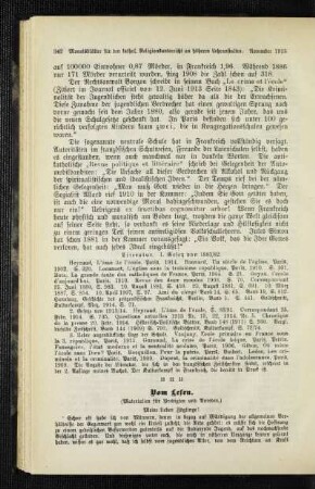 Vom Lesen : (Materialien für Predigten und Anreden)