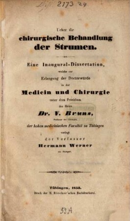 Ueber die chirurgische Behandlung des Strumen : Eine Inaug.-Diss.