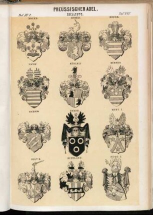 Taf. 227. Hoyer. - Hoyer. - Hoyer. - Hoym. - Hüblein. - Hübner. - Hubrig. - Huene. - Huet I. - Huet II. - Hufeland. - Hugo I.
