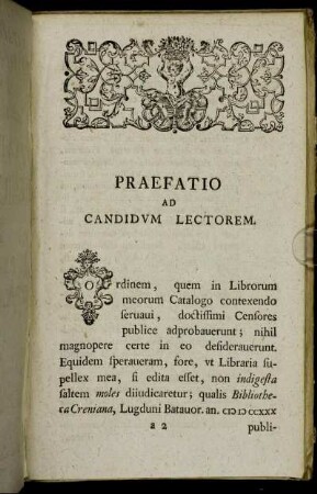 Praefatio Ad Candidum Lectorem.