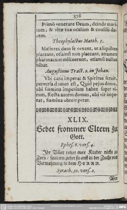 XLIX. Gebet frommer Eltern zu Gott