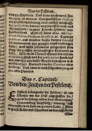 Das 7. Capittel/ Von den Zeichen der Pestilentz