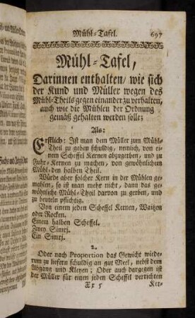 697-704, Mühl-Tafel,... - Der Beschluss.