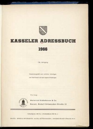 Jg. 126.1966: Kasseler Adressbuch