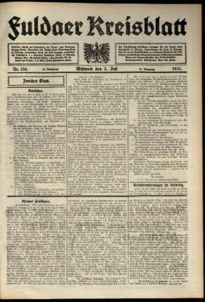 Zweite Ausgabe vom Mittwoch, den 05. Juli 1911.